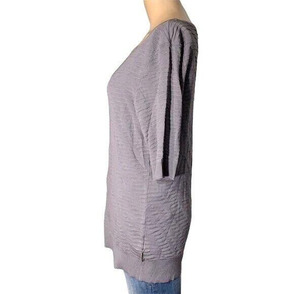 Calvin Klein Jeans Womens Pullover Sweater Textured Knit Short Sleeve Gray Large - Picture 4 of 14